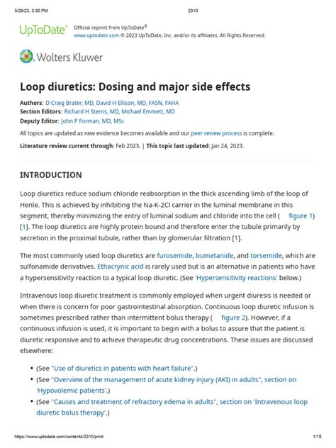 Loop diuretics: Dosing and major side effects 